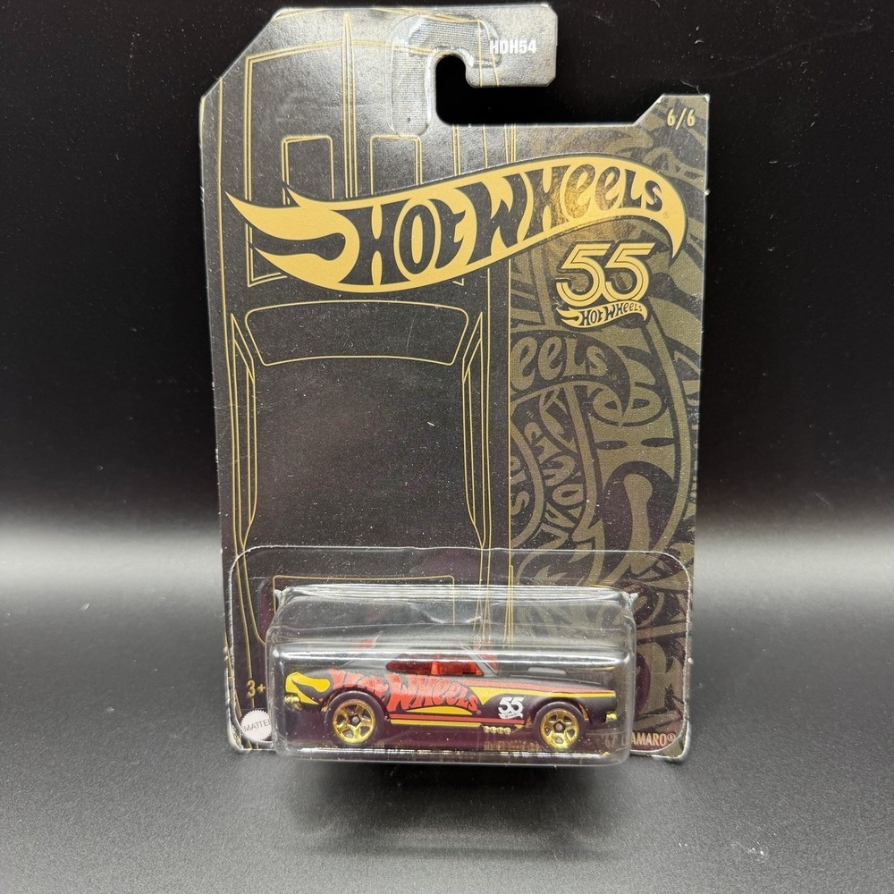 Hot Wheels '67 Camaro Chevy 6/6 2023 55th Anniversary Black Yellow Red HLK08